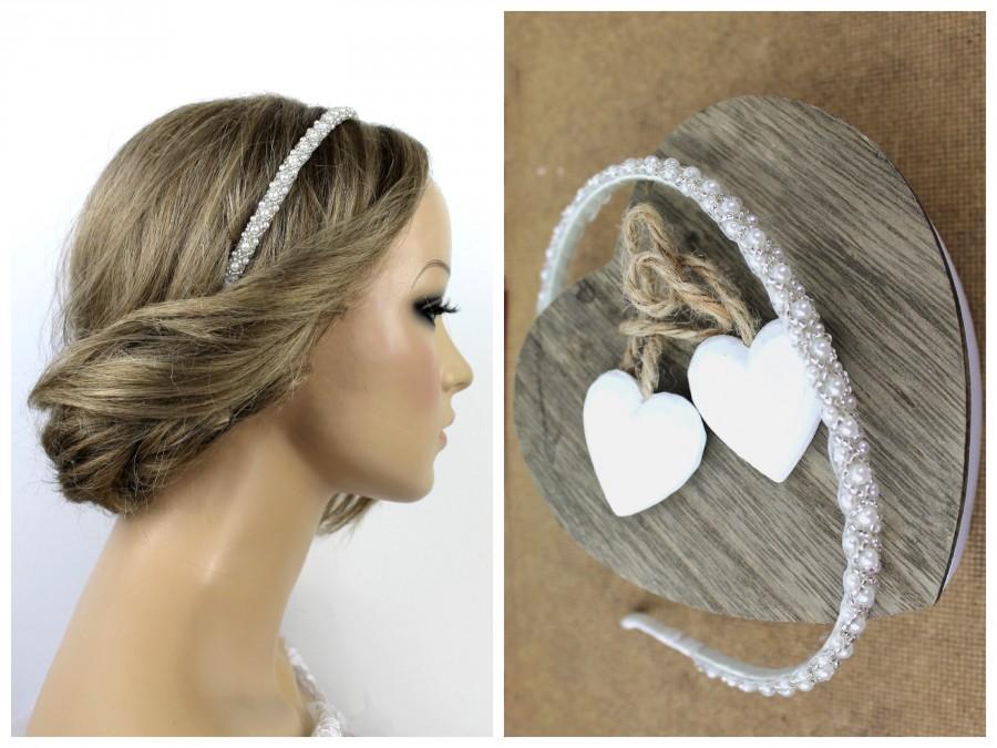 Hochzeit - Headband bridal beaded hair accessories wedding bridal wreath communion