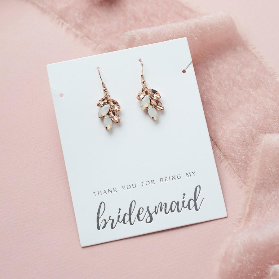 Hochzeit - Bridesmaid,Bridal Party Gift, Opal Bridesmaid Earrings,Bridesmaid Jewelry, Bridesmaid Thank You Gift,Wedding Party Gift~JE-4159-RG-BR