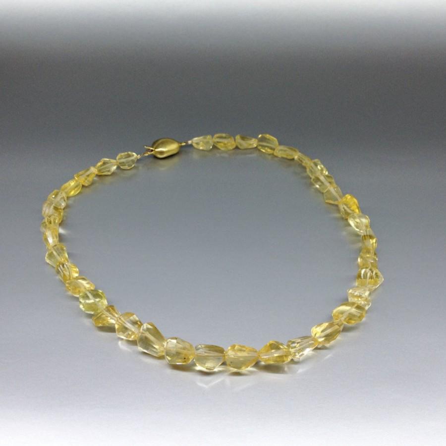 زفاف - Citrine tumble stone necklace - unique gift for her - natural bright yellow gemstone - faceted statement necklace - November birthstone
