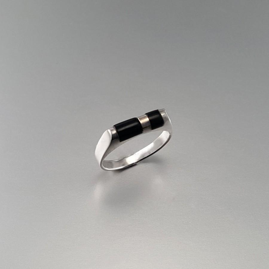 Mariage - Onyx and silver ring - gift for her - anniversary ring genuine gemstone