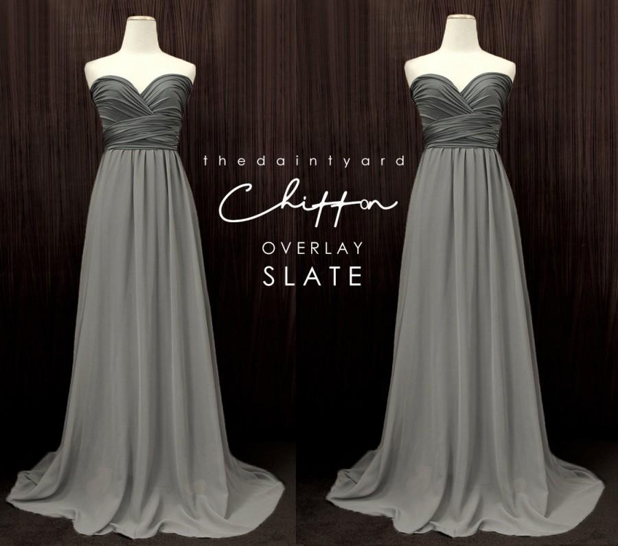 Hochzeit - TDY Slate Chiffon Overlay Skirt for Maxi Long Convertible Infinity Dress / Wrap Dress / Bridesmaid Multiway Dress (Regular / Plus size)