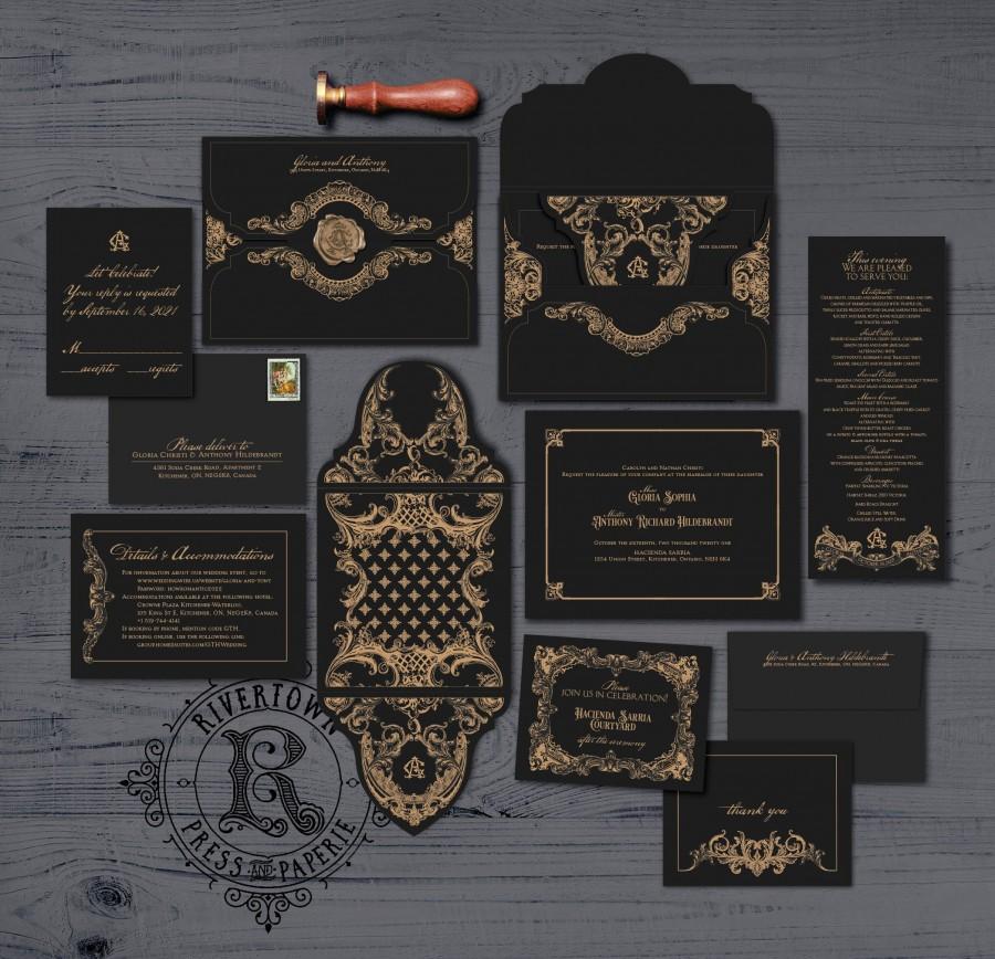 Wedding - French Baroque Letterpress Wedding Invitation