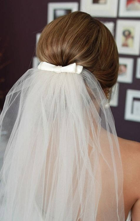 Mariage - BOW VEIL Raw Edge Elbow Soft Veil Single or Double Bow Satin Veils - Available in White, Light Ivory or Ivory