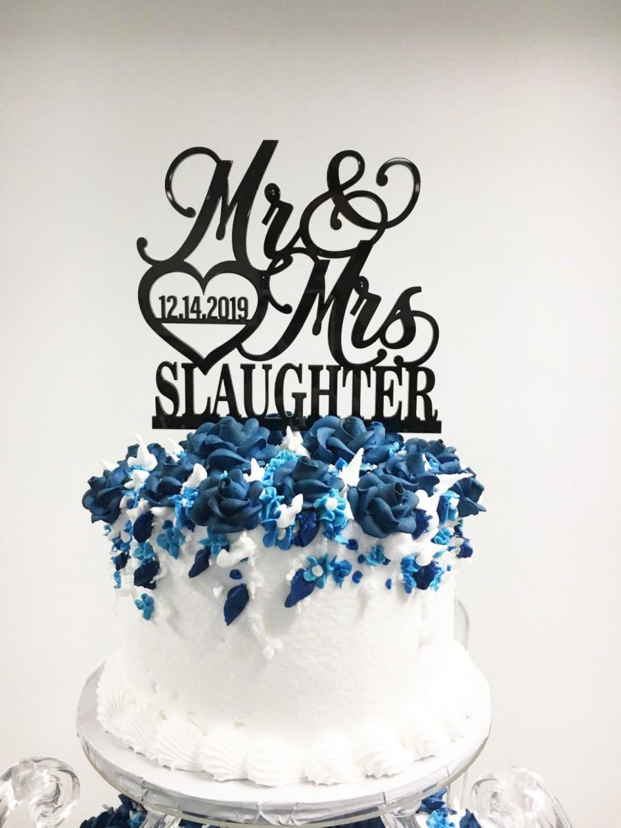 زفاف - Custom Acrylic Wedding Cake Topper, Wedding Cake Topper Personalize Name & Date Letter, Anniversary Cake Topper, Gold and Sliver Topper