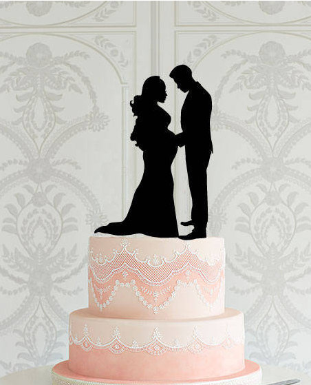 Mariage - Wedding Cake Topper, Pregnant Bride Cake Topper, Wedding Cake Decor, Pregnant silhouette Cake Topper, Wedding Decoration, Family Cake Topper