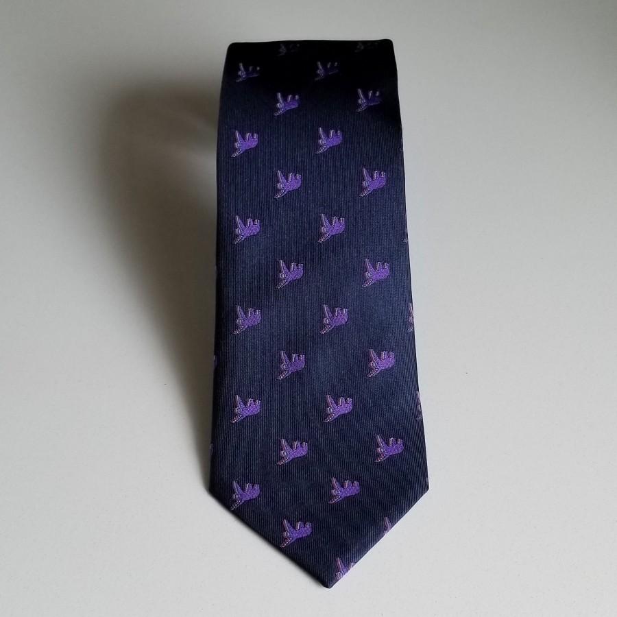 زفاف - Sloth Pattern Silk Tie in Navy