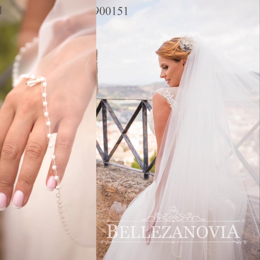 Wedding - Veil with Blusher, Crystal Edge Veil, 2 Layer Crystal Wedding Veil, Bridal Veil with Blusher, Crystal Bridal Veil, Crystal Wedding  -900151