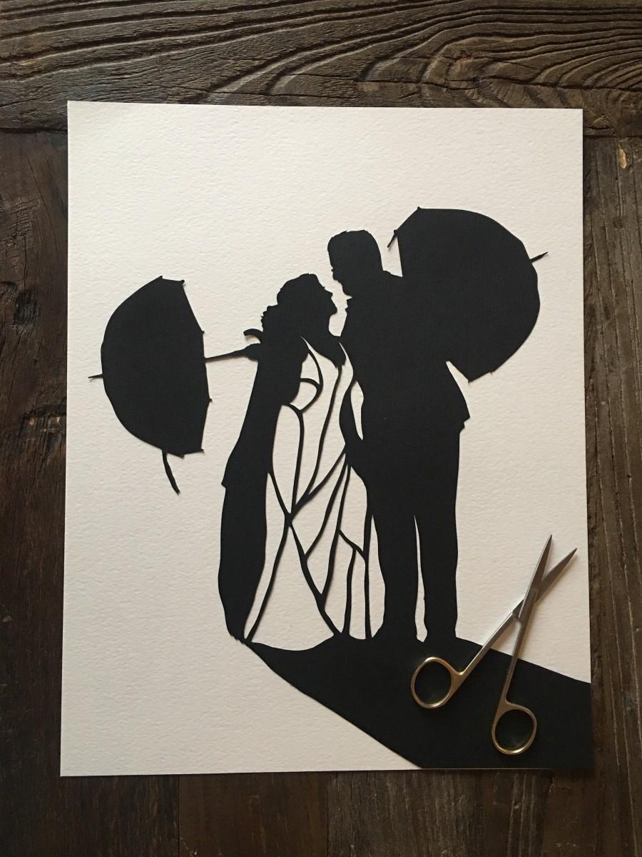 Mariage - Wedding Silhouette Art - First Anniversary Paper Gift - Custom Wedding papercut - Bridal Gift - Unique Gift