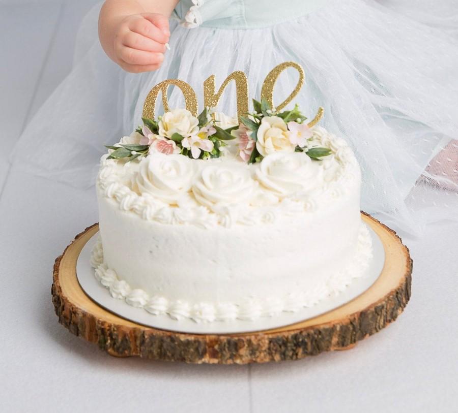Hochzeit - Floral ONE Cake Topper, First Birthday Props, Cake Topper, Flowers for Cake, Flower Cake Topper, Cake Smash Props, Flower Cake ONE Topper