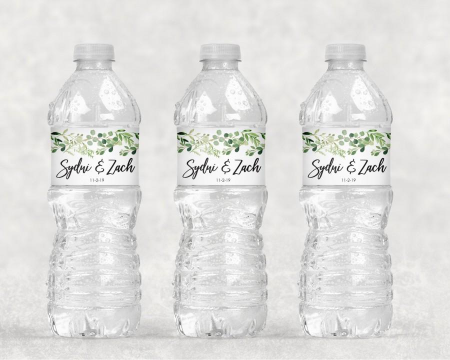 زفاف - Wedding Water Bottle Labels Greenery Leaf Wedding, Bridal Shower Water Bottle Labels, Wedding Shower Waterproof Bottle Wraps - Set of 10