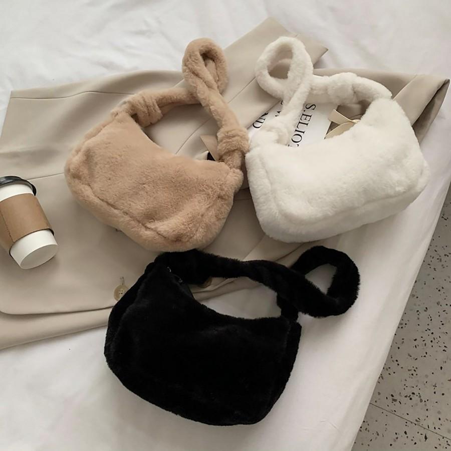 زفاف - Handmade Furry Tote Bag, Warm Fluffy Shoulder Bag, Fashion Fuzzy Purse, Y2K Tote Bag, E-Girl Y2K Harajuku Fuzzy Tote Bag, Gift For Her