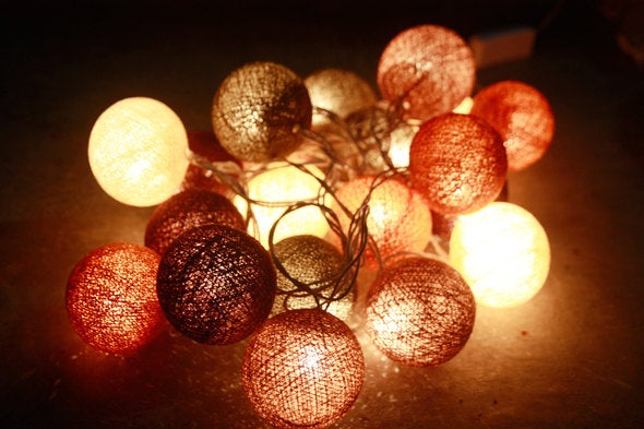 زفاف - Earth tone colour cotton ball string lights for Patio,Wedding,Party and Decoration (20 bulbs), fairy lights