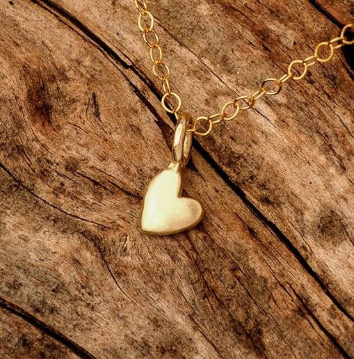 Свадьба - Extra Tiny Heart Necklace Gold Heart Pendant 14k solid Gold Necklace Gift for Her Anniversary present birthday wedding minimal necklace sale