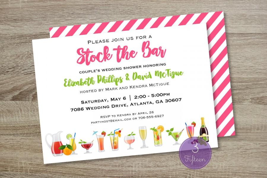 Mariage - Stock the Bar Invitation - Bridal Shower - Couples Shower - Shower Invitation - Printable - Custom - Personalized - Party Invitation