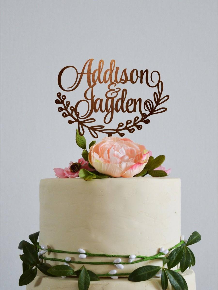 Свадьба - Bride and Groom names cake topper, Custom cake toppers for weddings, Personalised names cake topper, Name toppers for cakes, Rustic wedding