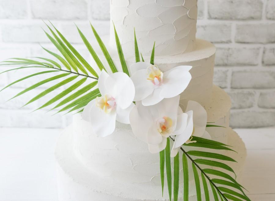 Wedding - Wedding Cake Topper, Cake Flowers, Cake Bouquet, Cake Decor, Cake Cluster, Tropical Cake, Beach Cake Decor, White Cake, Coral Cake
