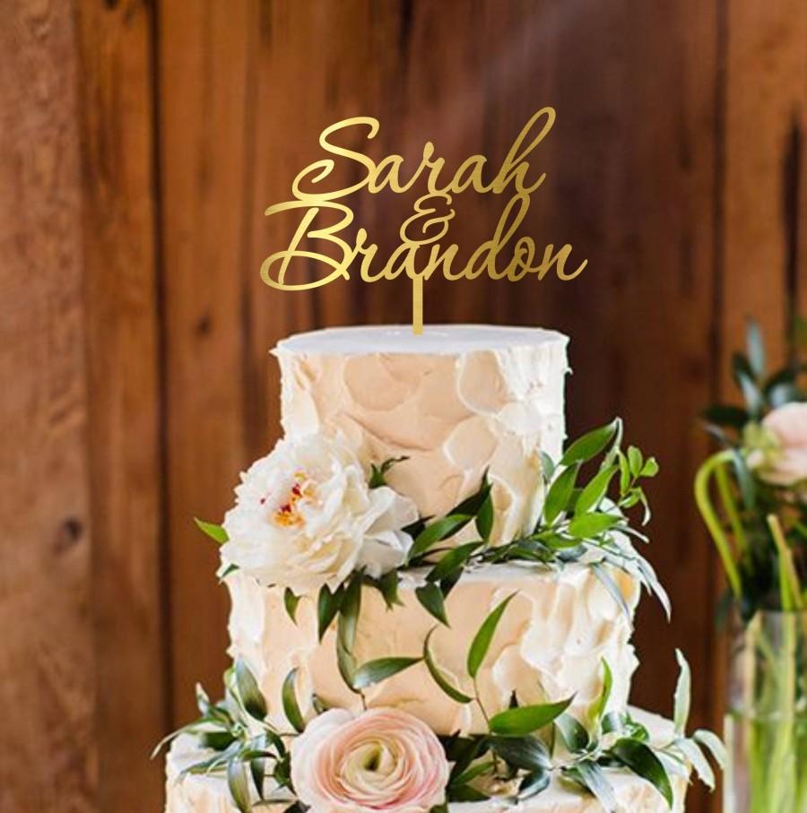Wedding - Personalized cake topper, custom names cake topper, wedding cake topper, rustic wooden cake topper