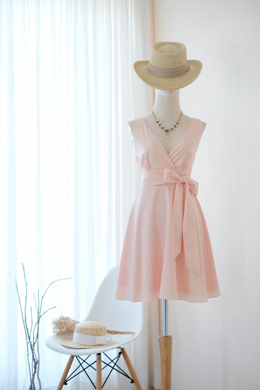 Mariage - Pink blush dress Pink bridesmaid dress party dress Tea dress Vintage dress Anniversary dress pink party dress pink summer sundress