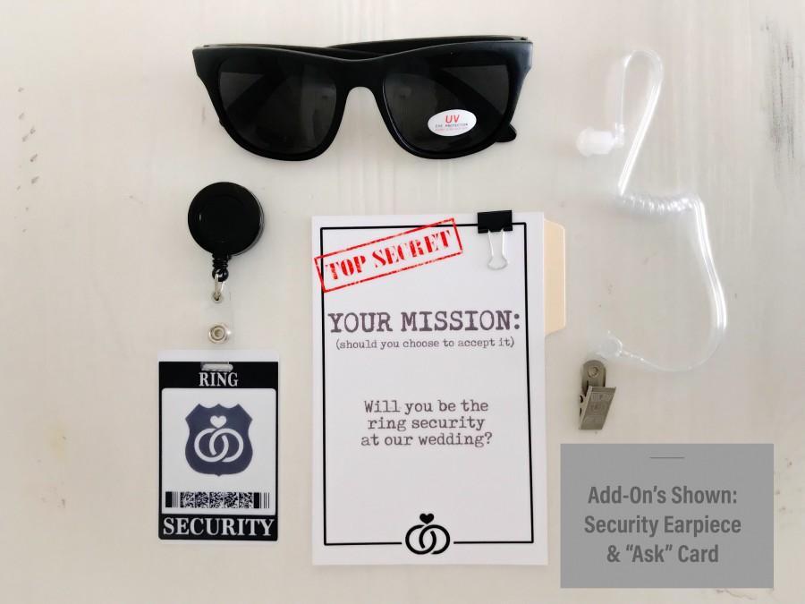 Wedding - Ring Security ID Badge Set with Sunglasses - Wedding Ring Bearer Alternative / Ring Bearer Gift