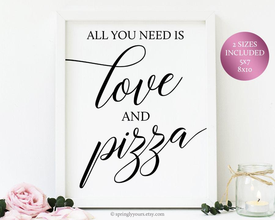 زفاف - All You Need Is Love And Pizza Sign Pizza Party Decorations Rustic Wedding Food Buffet Signs Pizza Theme Party Sign Wedding Pizza Bar Signs
