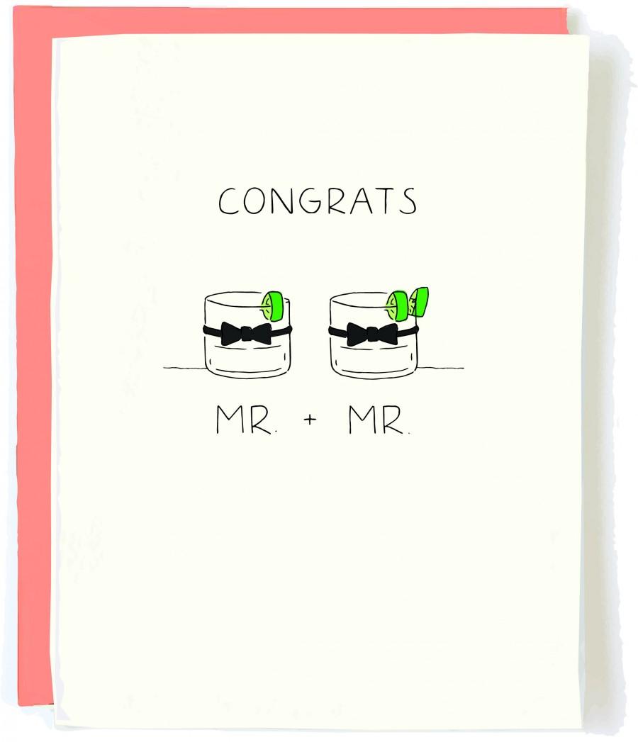 Hochzeit - Gay Wedding Card Mr and Mr - Gay Wedding Gift for Groom and Groom Card, Same Sex Wedding Card LGBT, Gay Marriage Card, Gay Engagement Card