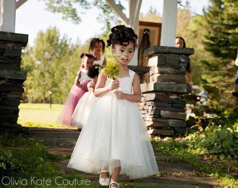 زفاف - Rustic Wedding, Flower Girl Dresses, Ivory Tulle Princess Baby White Dress, Toddler Flower Girls Dress, Wedding Dress Baby Tutu, Flower Girl