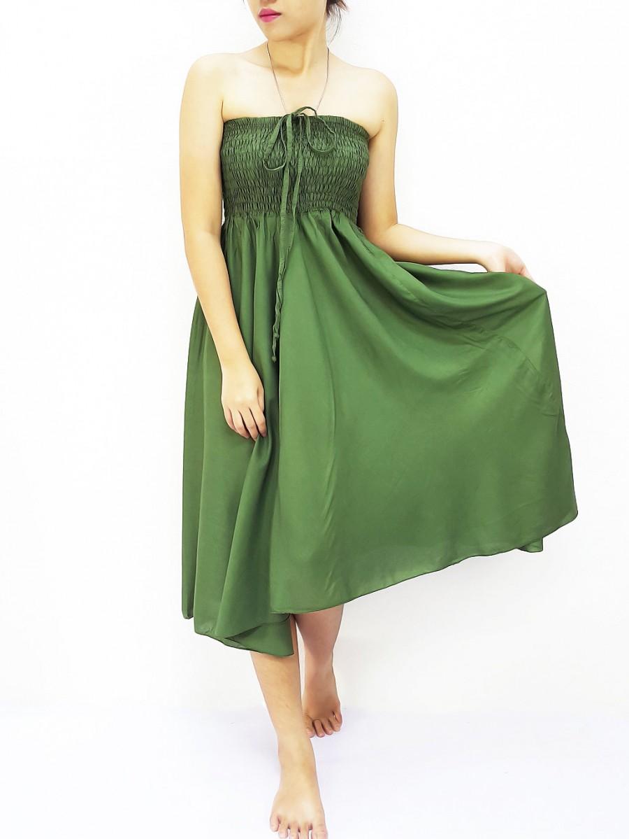 زفاف - Women Maxi Dress Gypsy Dress Skirt Rayon Dress Skirt Boho Dress Hippie Dress Summer Beach Dress Skirt Clothing Solid Green Olive (DSC15)
