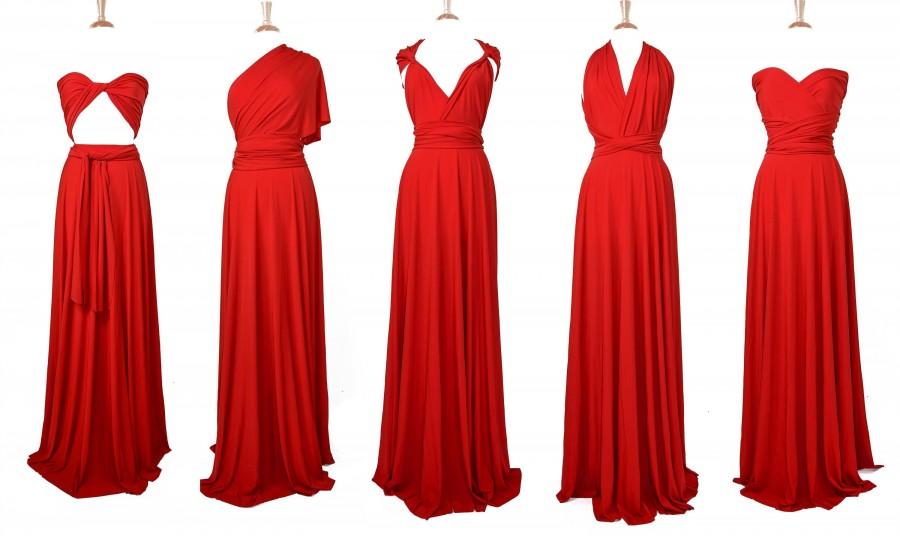 Hochzeit - RED Bridesmaid Dress/ CUSTOM LeNGTHS/ Convertible Dress / Infinity Dress/ Multiway Dress/  Multi Wrap Dress / Plus Size / Petite