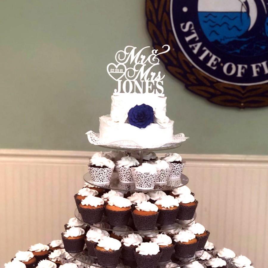 زفاف - Personalized Mr and Mrs Wedding Cake Topper,Custom Surname Wedding Cake Topper,Custom Name and Date Cake Topper,Wooden Wedding Cake Decor