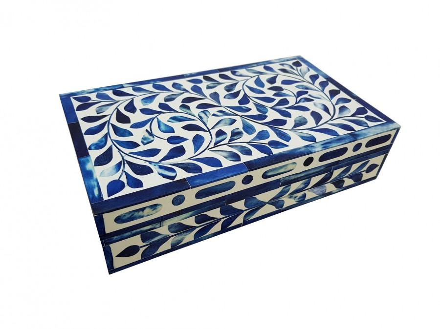Hochzeit - Bone inlay decorative box - Blue floral design multi utility box ( Jewelry box , Storage ,  Housewarming gift , Home decor , Living room )