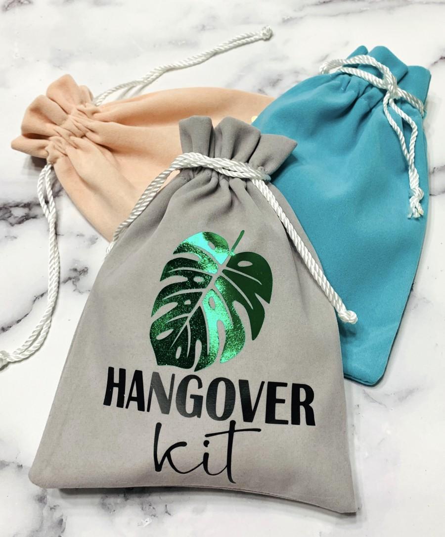 Wedding - Palm leaf bachelorette, Hangover kit Bag, Survival Kit, Hangover kit, Bachelorette Survival kit,  bachelorette pouches, I regret nothing bag