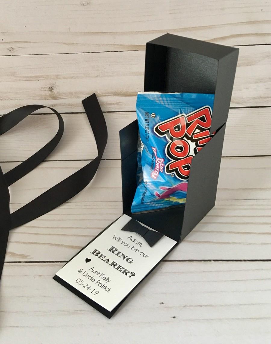 Hochzeit - Ring Pop Box, Will you be my Ring Bearer Gift Box, Ring Security Mini paper box, ring pop proposals