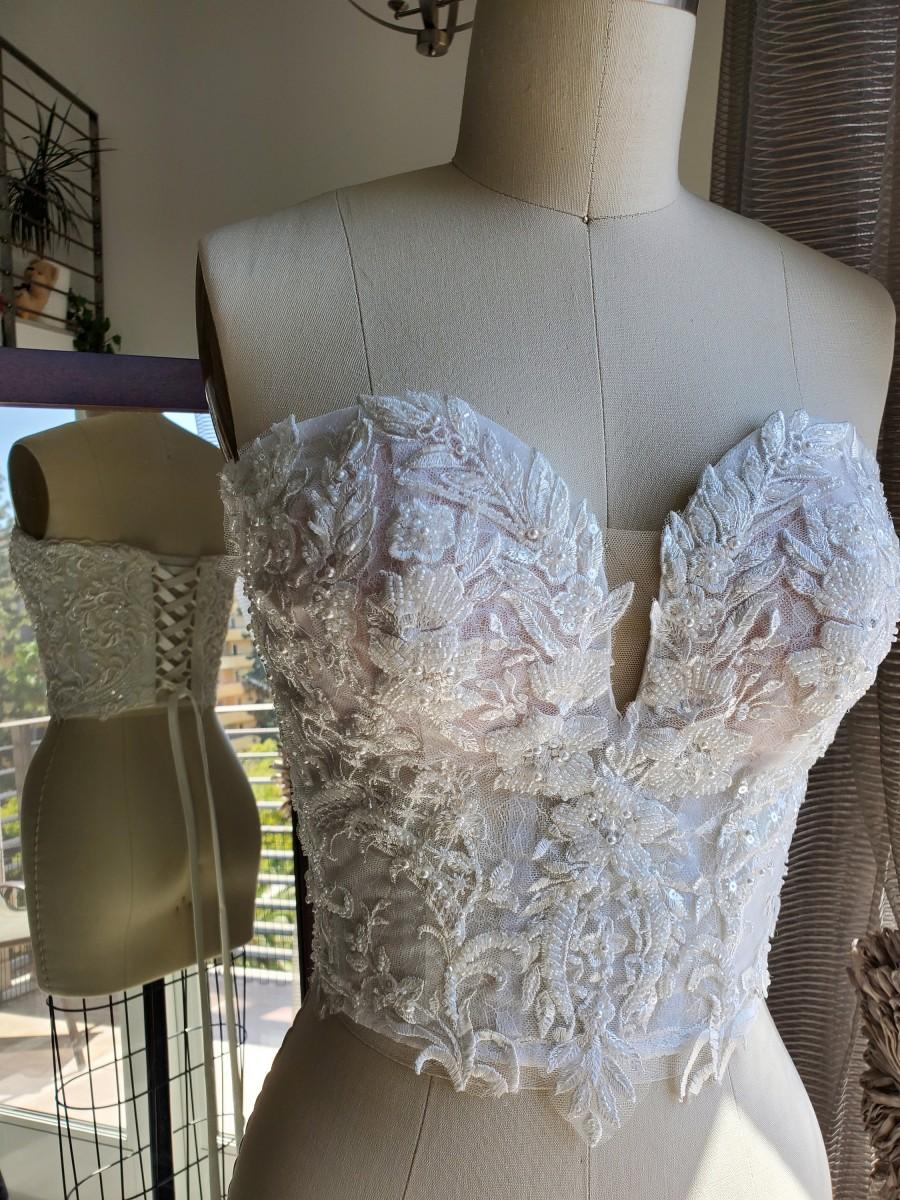 Wedding - Bridal corset with detachable off shoulder sleeves,wedding dress bustier off shoulder sleeves,bridal top,bodice,adjustable lace up corset