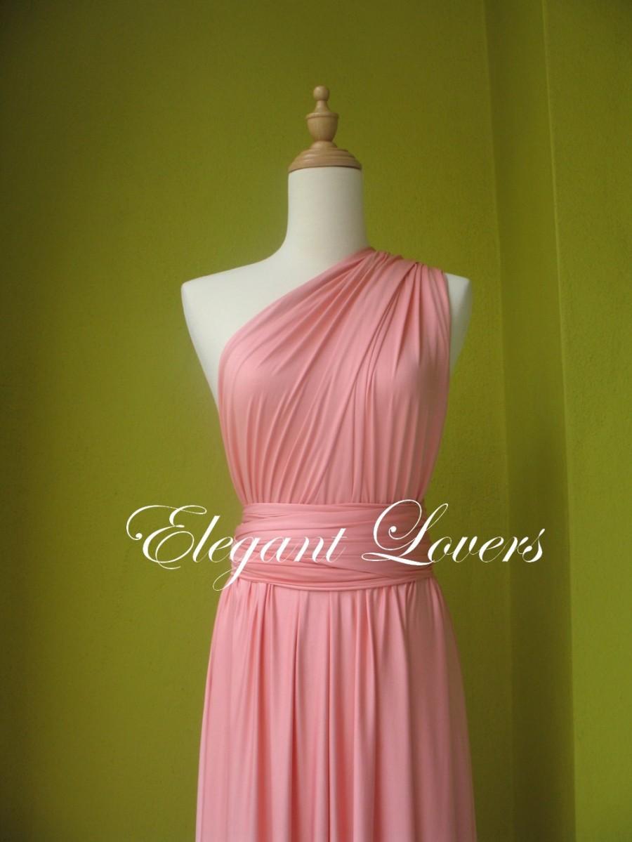 Mariage - Baby Pink Wedding Bridesmaid Infinity Wrap Convertible Evening Cocktail Party Dress Maxi Elegant Prom Custom Made Plus Size Bridal Dresses