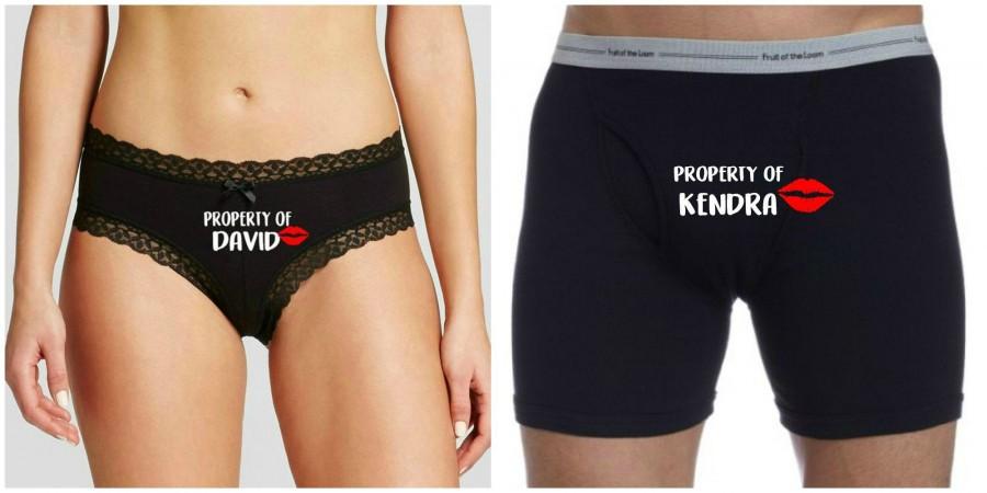 Свадьба - Personalized Property Of Underwear Set - Couples Underwear - His and Hers - Cotton Anniversary Gift - Couples Gift