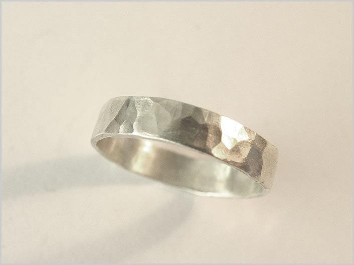 زفاف - gift mens women ring unisex 925 sterling silver hammered birthday gift for him wedding band