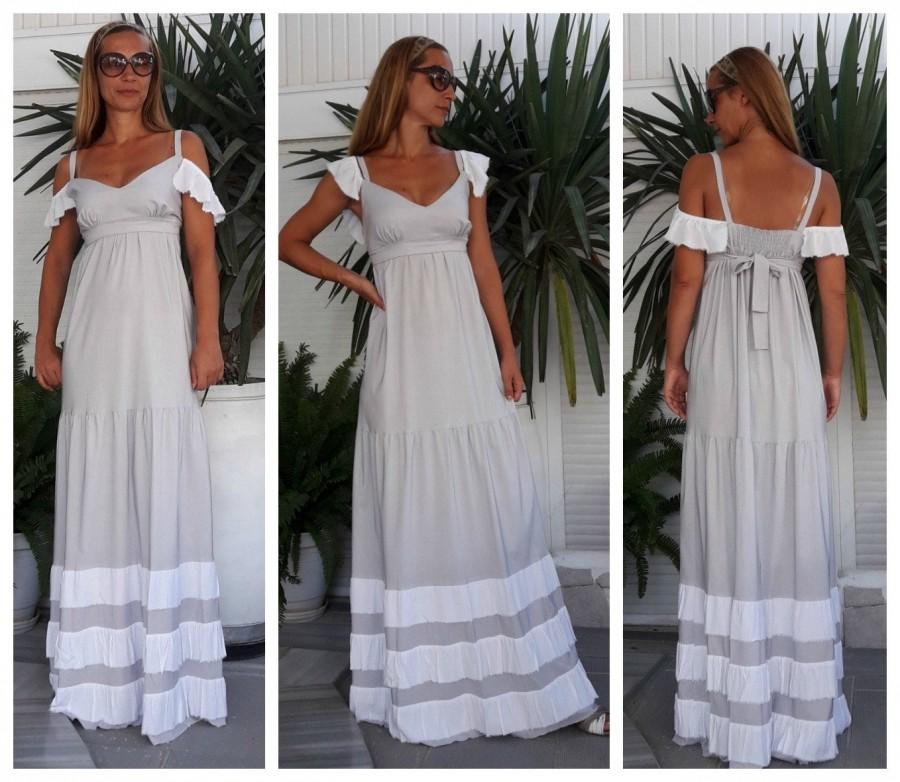 Hochzeit - Gray Summer Maxi Dress, Ruffled Dress, Romantic Boho Dress, Bridesmaid Maxi Dress, Urban Romantic Maxi  Dress, All sizes dress