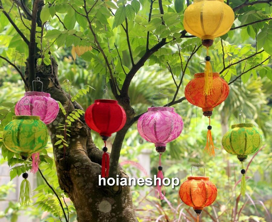 Mariage - Set of 16 pcs mini silk lanterns 10cm - string lantern for wedding decorations - lanterns for wholesale
