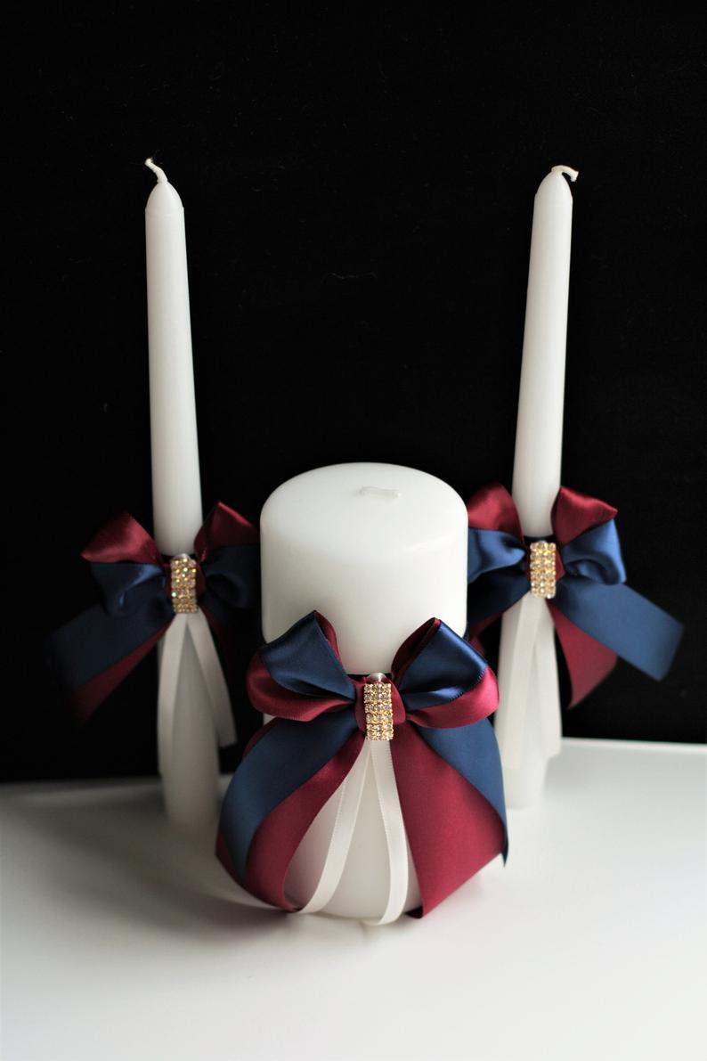 زفاف - Navy Wedding Candle Set