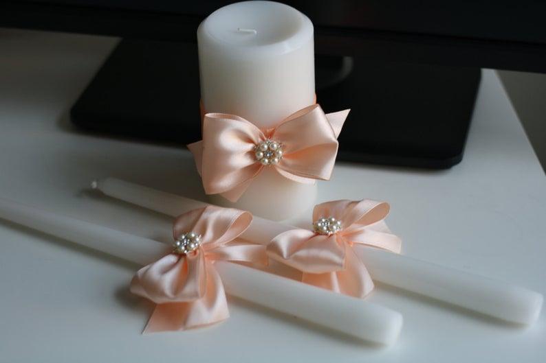 Mariage - Peach Unity Candles