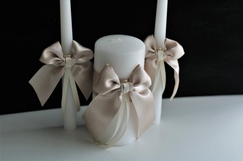 Свадьба - Beige Unity Candle Set