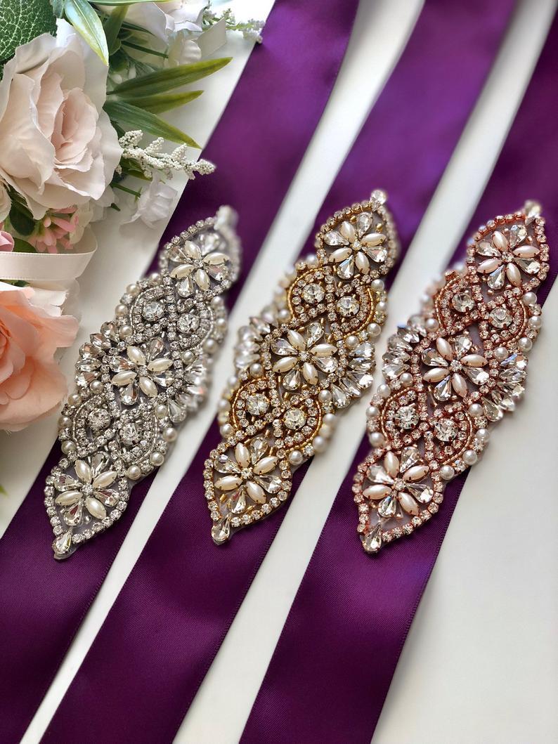 Hochzeit - Purple Bridal Belt, Purple Wedding Belt