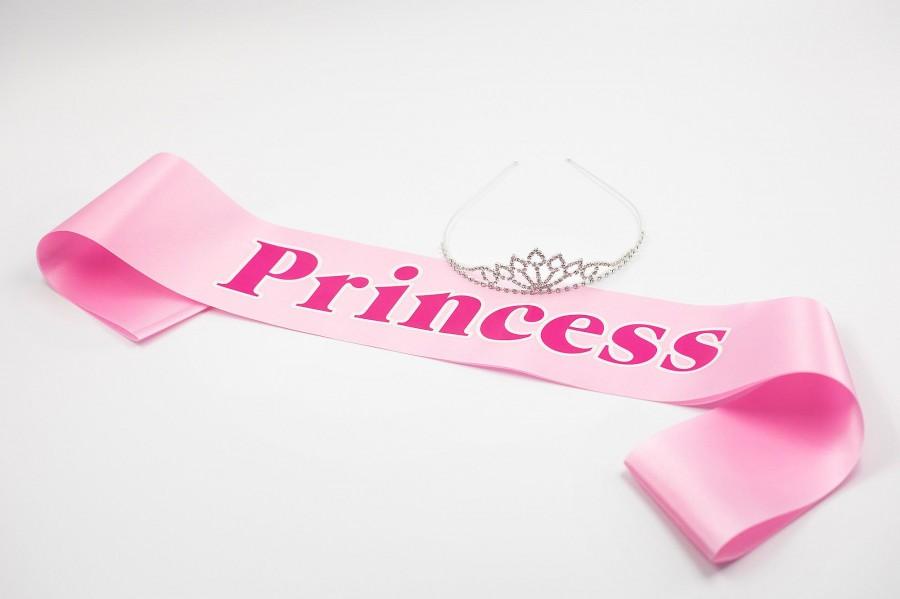 Mariage - Tiara and Princess Sash Pink