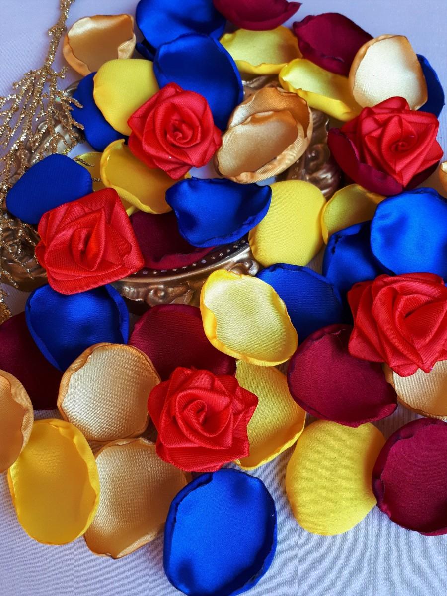 Gold Beauty And The Beast Disney Yellow Red Rose Petals Disney Wedding Decor Disney Birthday Party Disney Party Table Decorations Blue
