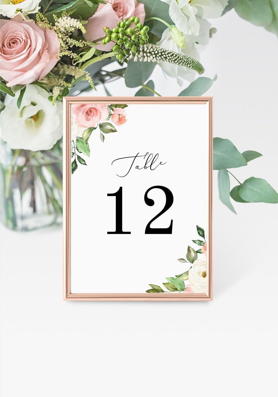 زفاف - Roses Table Numbers 5x7" INSTANT DOWNLOAD, Printable Wedding Table Numbers, DIY Printable Decorations, Templett, Editable, INSW020