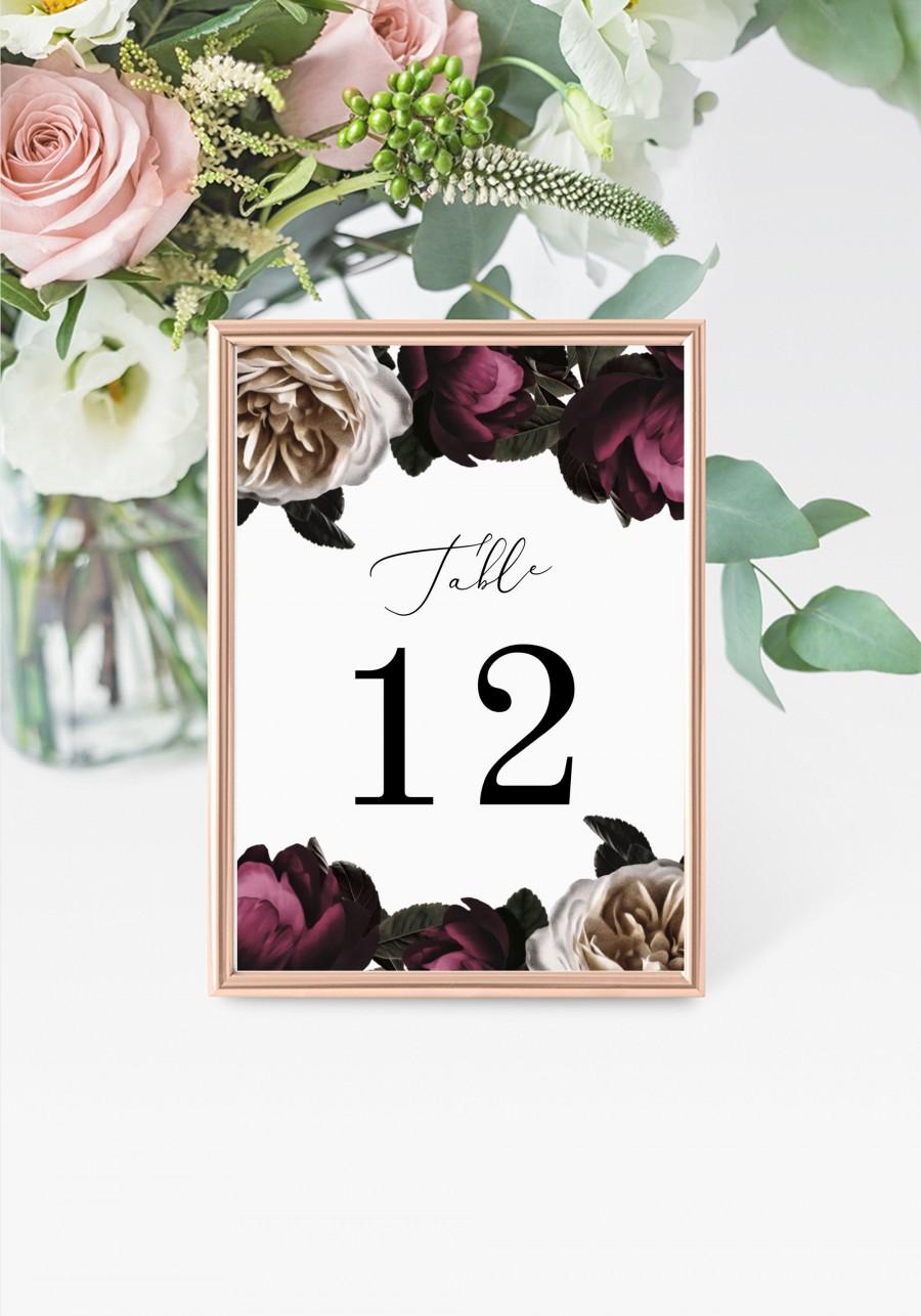 Hochzeit - Purple Table Numbers 5x7" INSTANT DOWNLOAD, Printable Wedding Table Numbers, DIY Printable Decorations, Templett, Editable, INSW028