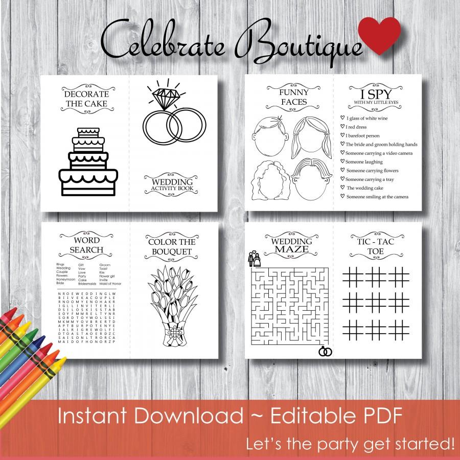 Wedding - Wedding Coloring Book for Kids Editable Activity Book Instant Download Coloring Book Children's Activity Book Wedding Activity Book for Kids
