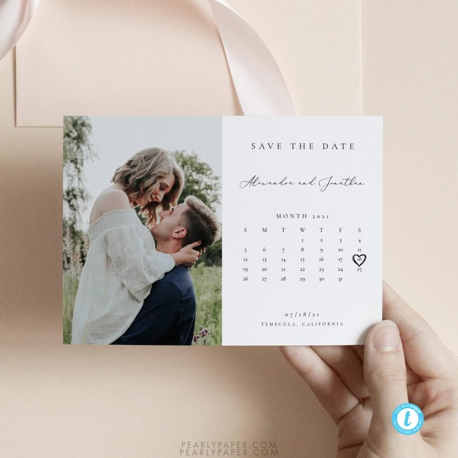 Calendar Save The Date Template Editable Invite Simple And Modern Save