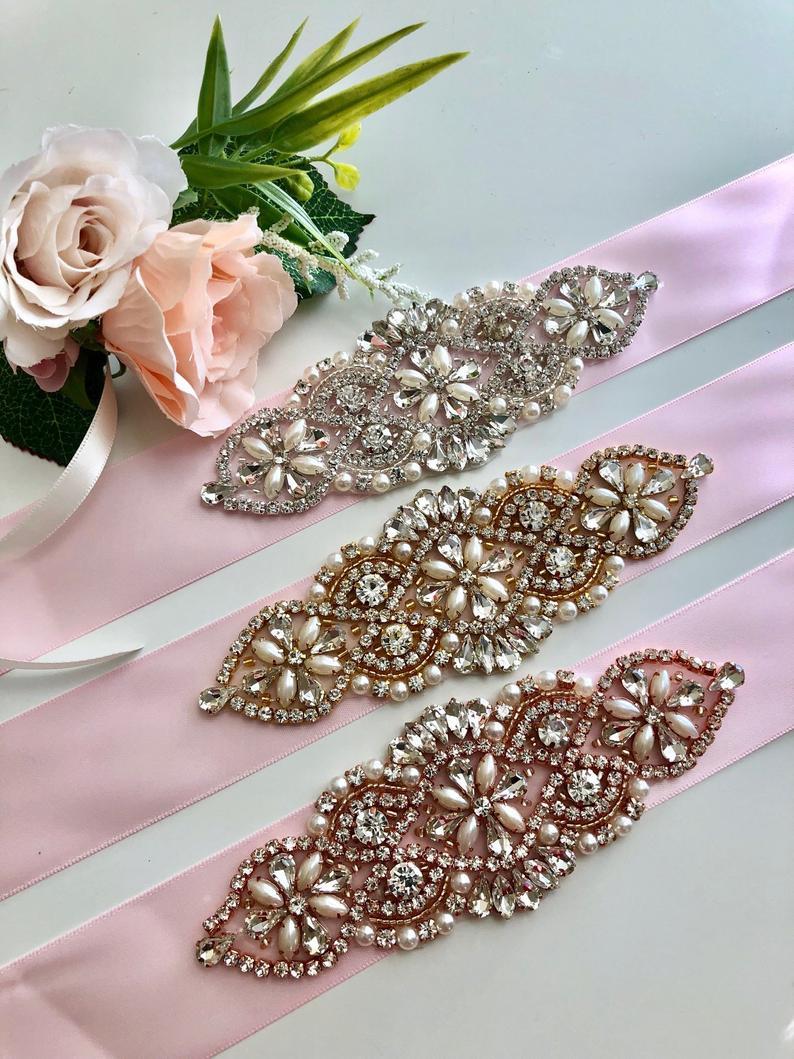 Wedding - Pink Bridal Sash, Pink Wedding Belt