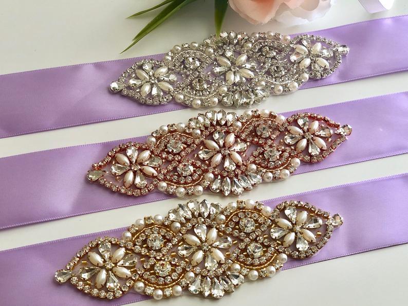 Hochzeit - Lilac Bridal Belt, Violet Wedding Belt